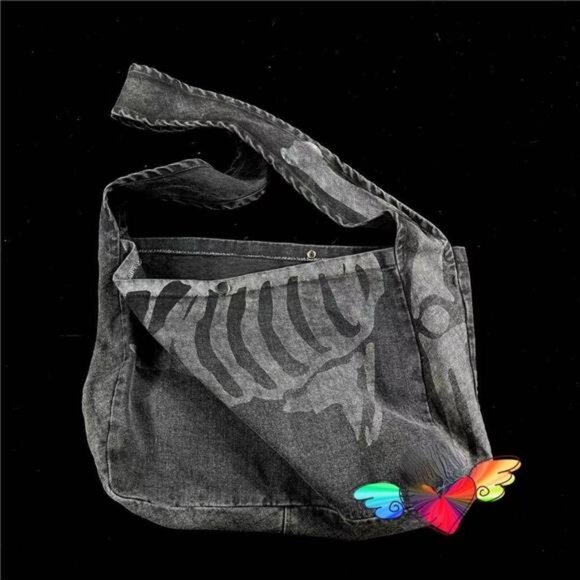 Goth Messenger Bag Skull Purse Canvas Gothic Grunge Y2K Fairy Fashion Handbag
